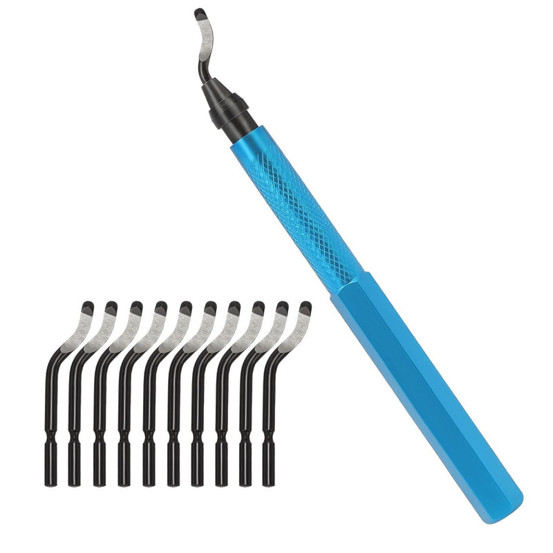 Deburring Tools Kit,Swivel Head Deburring Tool,Removing Burr for Metal Aluminum, Copper, Brass,PVC,Resin and Plastic Pipes,Tubes,with Extra 10 HSS Blades DeburringTool_10blades