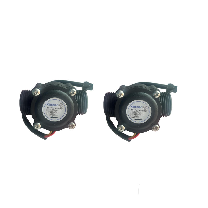 3/4" Water Flow Sensor Food-Grade Switch Hall Effect Flowmeter Fluid Meter Counter 1-60L/min (Pack of 2） G3/4" male thread 2