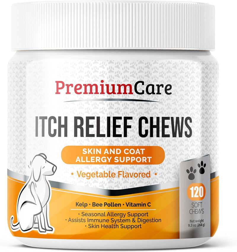 Allergy Relief Immune Supplement For Dogs - Made In USA - Vet Approved - Treats Allergies, Skin Itch, And Hot Spots - Provides Itch Relief, Promotes Skin & Coat, & Improves Digestion - 120 Chew Treats - PawsPlanet Australia