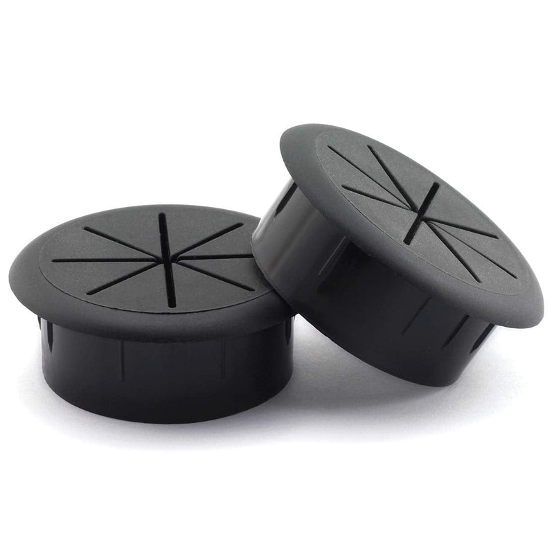 HJ Garden 2pcs 2-3/8 inch Flexible Desk Cord Grommets Wire Organizer Hole Cover for Managing and Hiding Office PC Desktop Cable(Black)