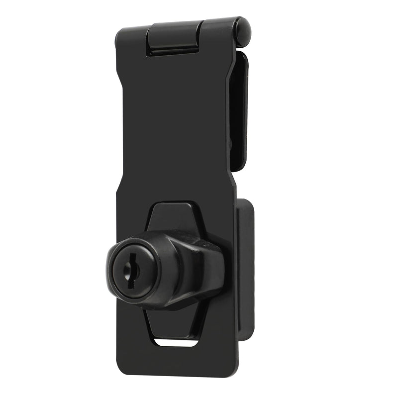 Alise Keyed Hasp Lock,4 Inch Safety Packlock Clasp Hasps Latch,Black Door Hinge Lock with Keys Keyed Locking Hasps for Cabinet,Closet,Drawer, Barn,Fence,Garage Doors 4 Inch Black