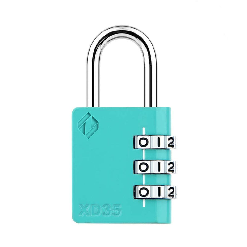 XD35 Combination Lock, 3-Digit Padlock for School Gym Sports LockerLock, Fence, Toolbox, Case, Hasp Storage (1-Pack, Emerald) 1P 1P, Emerald