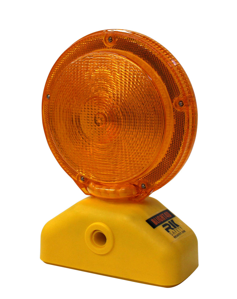 RK Safety BLIGHT4D Barricade Light, D-Cell with Photocell, 3-Way Switch, Yellow Case/Red Lens (1 Piece)