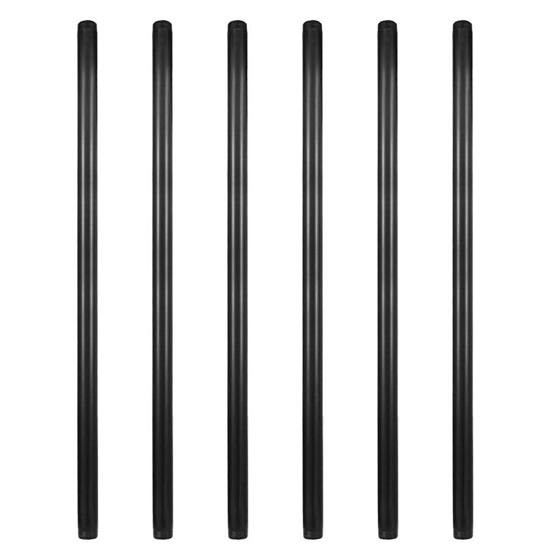 GeilSpace 6 Pack 3/4" × 36" Pre-Cut Black Metal Pipe, Industrial Steel Fits Standard Three Quarters Inch Black Threaded Pipes and Fittings - Vintage DIY Industrial Shelving (3/4" × 36", Black) 3/4" × 36"