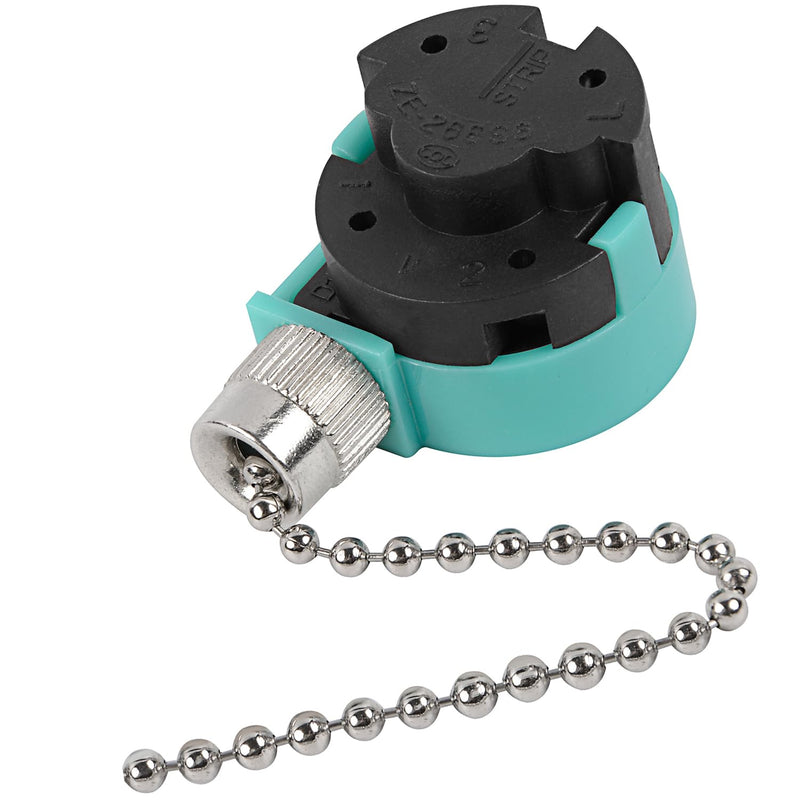 Ceiling Fan Switch, 4 Wire Zing Ear ZE-268S6 Pull Chain Switch Replacement 3 Speed Control Switch Compatible with Hunter Ceiling Fans, Wall Lamps, Cabinet Light (Nickel Pull Chain) ZE-268s6 Nickel