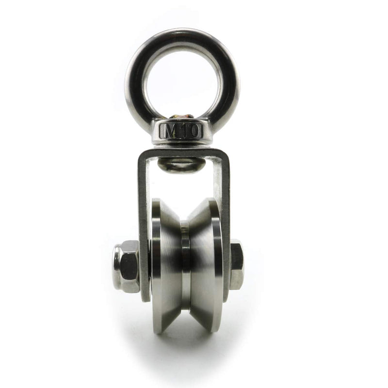 Heyous 1-Pack V Type Swivel Pulley 304 Stainless Steel Duplex Bearing Super-Silent Detachable 360 Degree Rotation Heavy Duty Traction Wheel V Type Slot