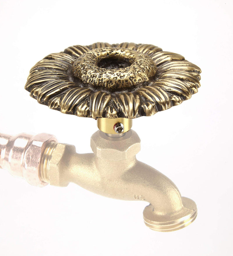 Sunflower - Decorative Outdoor Faucet Handle with Universal Adapter, Brass, DIY, Replacement Handle Only (Faucet not Included)