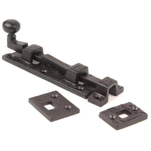 Set of 2 Iron Surface Door Slide Bolt, 5 3/8 x 1 1/2 Inch, Gate Latch, Black Powder Coat Finish