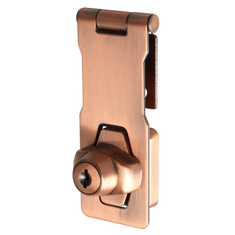 Alise Keyed Hasp Lock,4 Inch Safety Packlock Clasp Hasp Lock Latch with Lock,Door Hinge Lock with Keys Keyed Locking Hasp for Cabinets Closets Doors,Red Bronze 4 Inch Red-Bronze