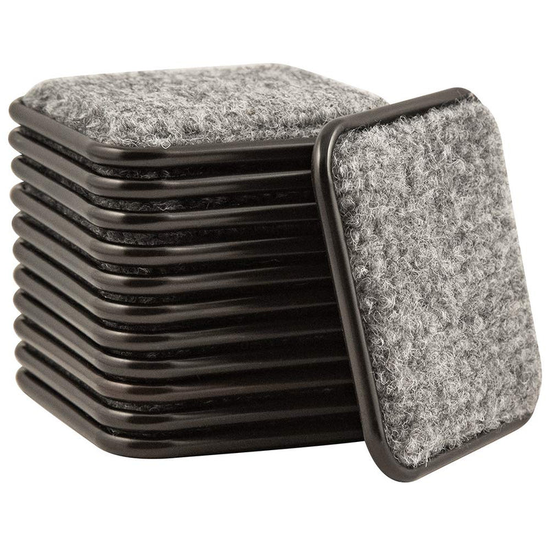 SoftTouch 2 1/2" Square Reusable Carpet Bottom Furniture Caster Cups to Protect Hardwood, Tile or Laminate Floors, Brown/Gray (12 Pack) 2-1/2 Inch Value Pack