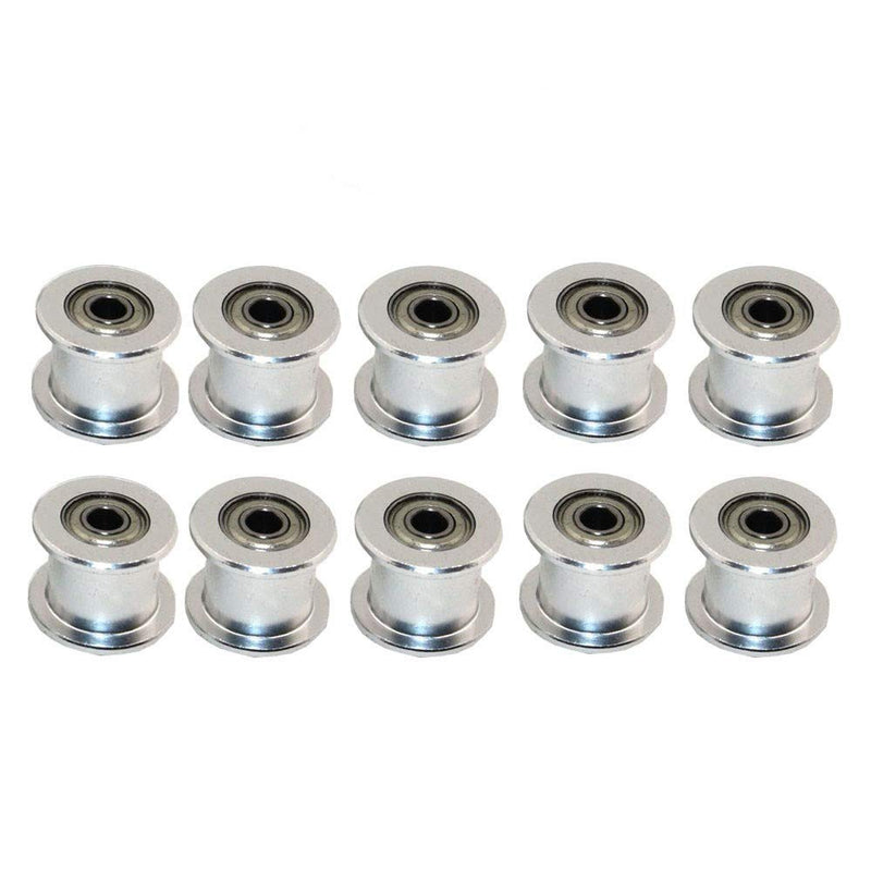 GT2 16 Toothless Bore 3mm Aluminum Timing Belt Idler Pulley for 6mm Width Timing Belt 3D Printers (10pcs) 16Toothless 3mm Bore