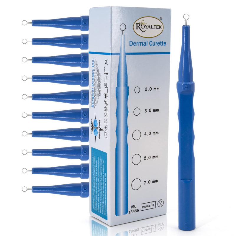 Sterile Disposable Dermal Curettes, Easy Peel Packing - Box of 10 (3.00 mm) 3.00 mm