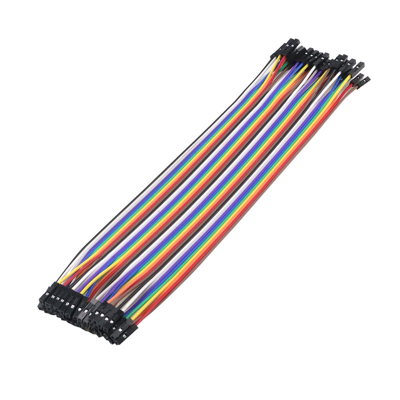 Antrader 20CM 40Pin Multicolored Female to Female Jumper Wire for Raspberry Pi & Electronic Devices with 0.1-inch (2.54mm) Male Headers 20cm (F/F)