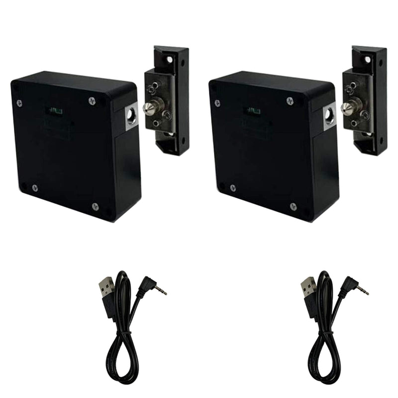 RFID Lock Electronic Cabinet Lock, Hidden DIY Lock with USB Cable for Wooden Cabinet Drawer Locker Cupboard (2 Pack) 2 Pack Black