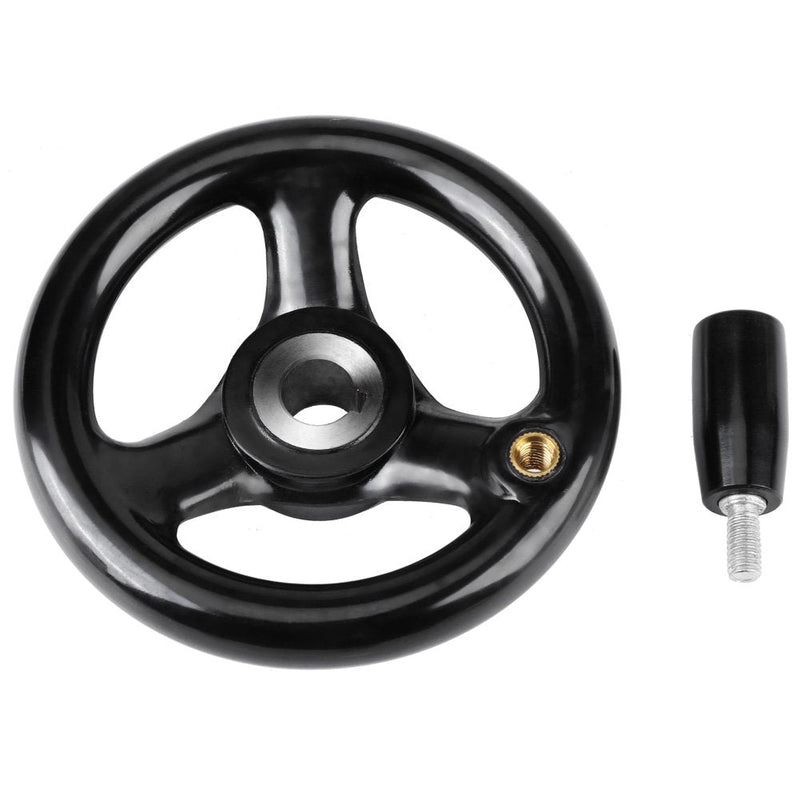Hand Wheel 12mm, Bakelite Black Round 12 * 100mm 3 Spoke Hand Wheel Revolving Handle for Lathe Milling Machine