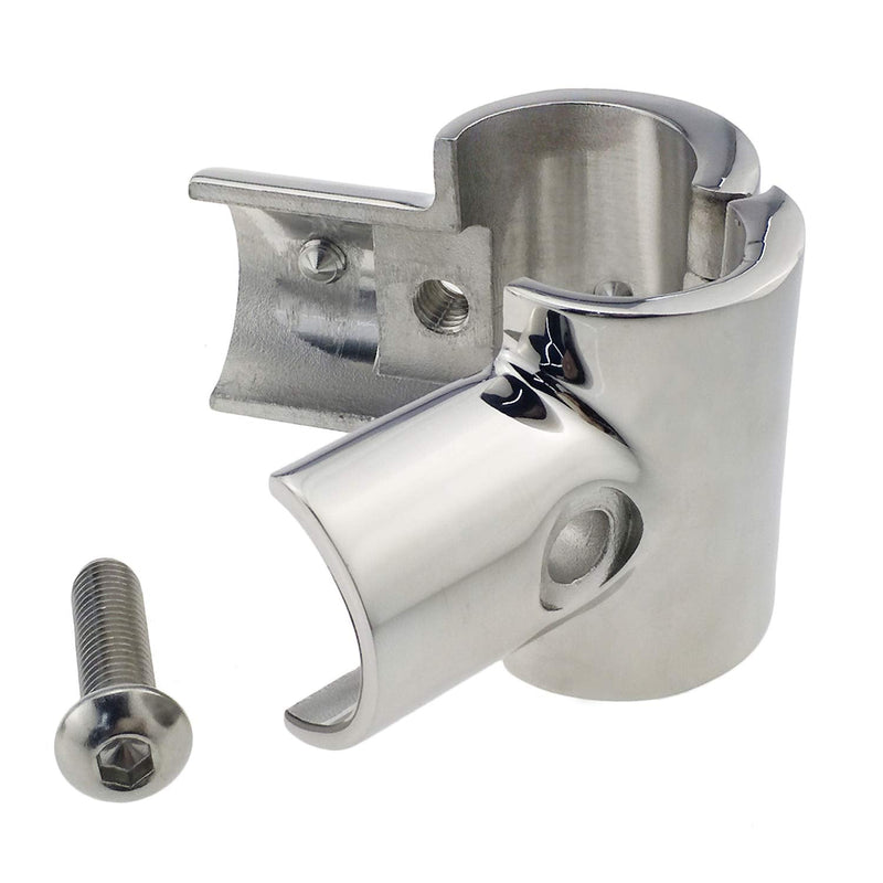 Heavy Duty 316SS Boat Hand Rail Fitting- Polished 90 Degree T/Tee Hinged/Split Fitting 7/8" Tube 1PC FOR 7/8" TUBE