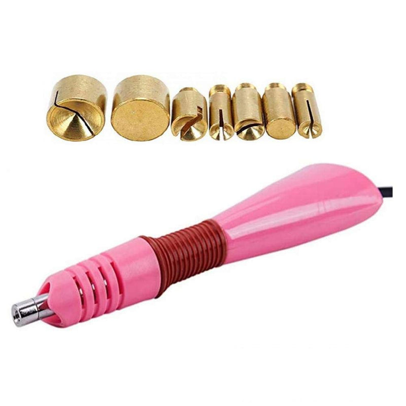 Hotfix Applicator,DIY Hot Fix Rhinestone Setter Applicator Wand Tool Kit Set with 7 Different Sizes Tips,Support Stand (Pink) pink