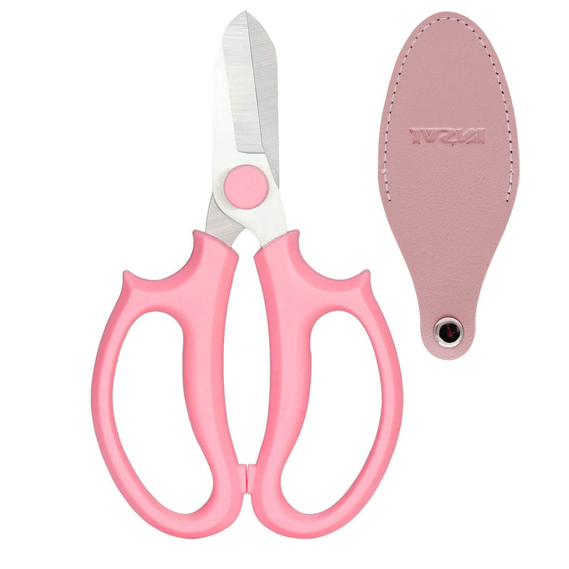 Garden Pruning Shears Scissors with Comfort Grip Handle, Premium Steel Professional Floral Scissors, Perfect for Arranging Flowers, Pruning, Trimming Plants, Gardening Tool (Pink) Pink