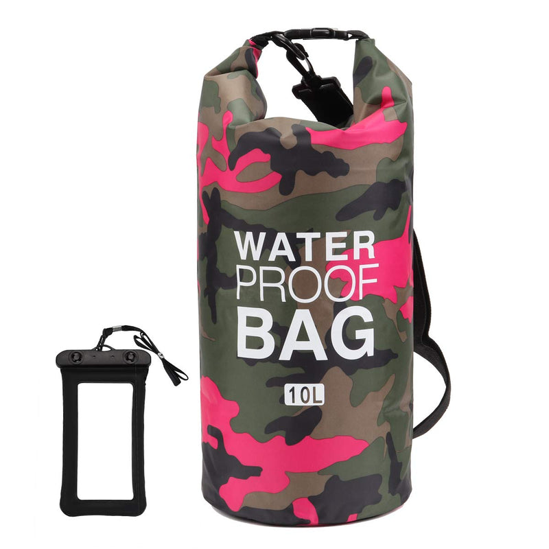 Waterproof Dry Bag 2L/5L/10L/15L/20L/30L, Roll Top Sack Keeps Gear Dry for Kayaking, Rafting, Boating, Swimming, Camping, Hiking, Beach, Fishing with Free Waterproof Phone Case (Rose red, 20L)