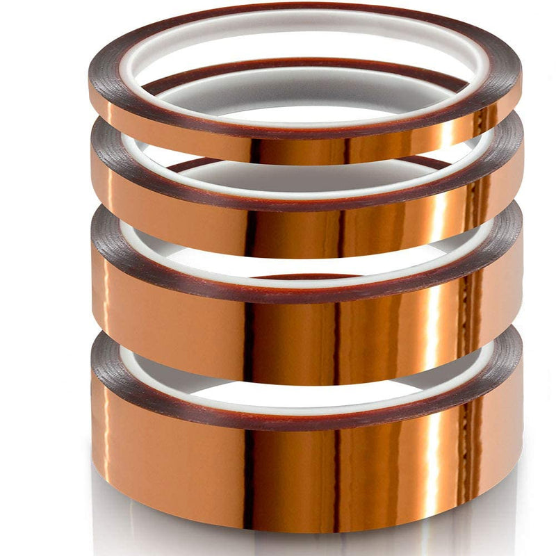 MYJOR High Temperature Tape， 1 mil Kapton Tape, Polyimide Tape, Professional for Protecting CPU, PCB Circuit Board, 1/4", 1/2", 3/4", 1"- 4 Rolls，No Residue. 1/4", 1/2", 3/4", 1" - 108ft, 4 Rolls