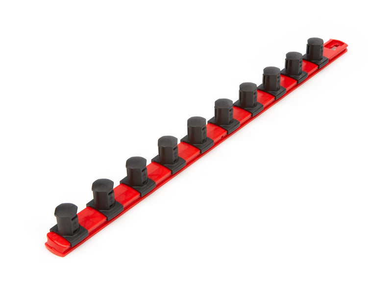 TEKTON 3/4 Inch Drive x 18 Inch Socket Rail, 10 Clips (Red) | OSR33110 | Made in USA 1-Rail Red (10-Tool)