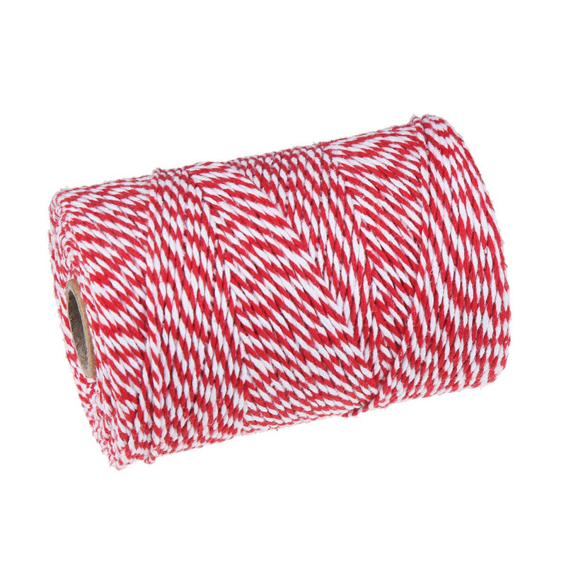 CCINEE 656 FT Red and White Bakers Twine, Cotton Packing Twine String Rope Wrapping Arts Crafts, 2mm 218 Yard