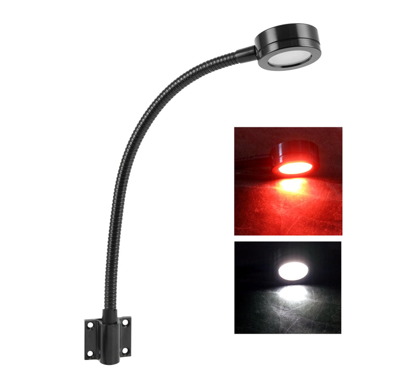 Marine Led White/Red Light, 20 inch gooseneck arm, dimmable Lamps, Flexible Reading Chart Light for Boat, Rv, Caravan (110V) 110V
