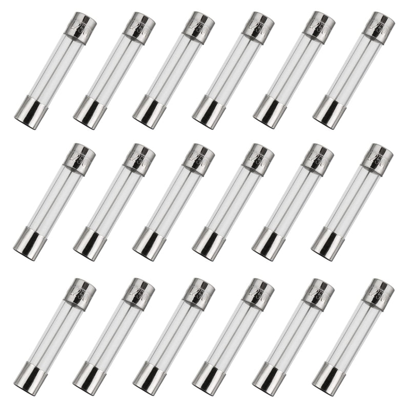 BOJACK 6x30mm 2 A 2 amp 250 V 0.24x1.18 Inch Volt F2AL250V Fast-Blow Glass Fuses (Pack of 18)