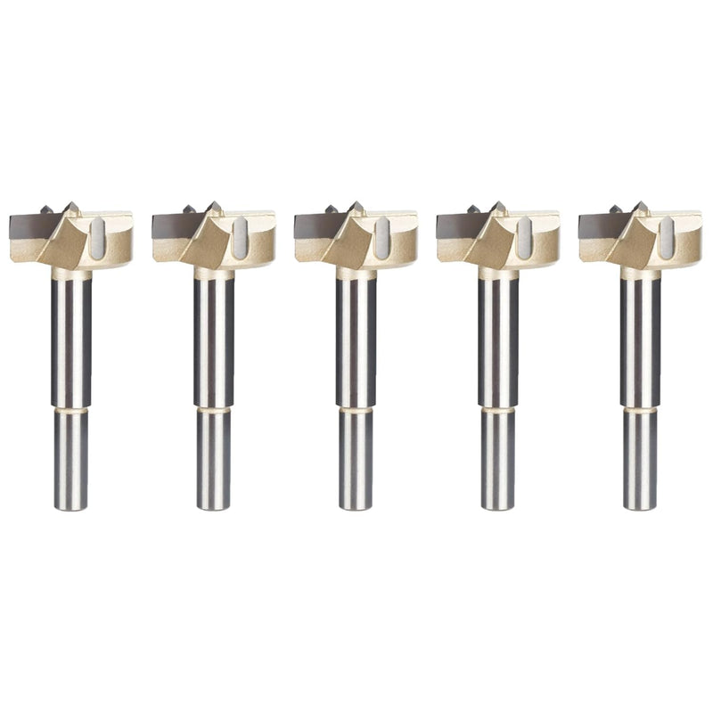 5 Pcs Forstner Drill Bit 30mm, Double-Flute Carbide Tipped Forstner Bit for Hard Wood, Soft Wood, Veneered Plywood, Plastic, Drilling Hole Saw Woodworking Hinge Cutter Tool