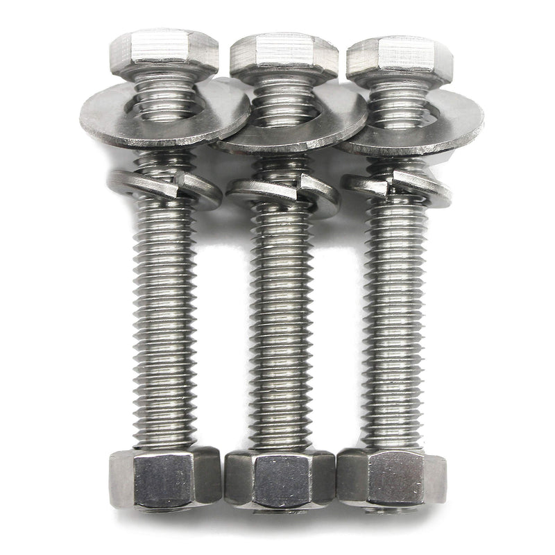 (10 Sets) 1/4-20x3" Stainless Steel Hex Head Screws Bolts, Nuts, Flat & Lock Washers, 18-8 (304) S/S, Fully Threaded by Bolt Fullerkreg (10 Sets) 1/4x3"