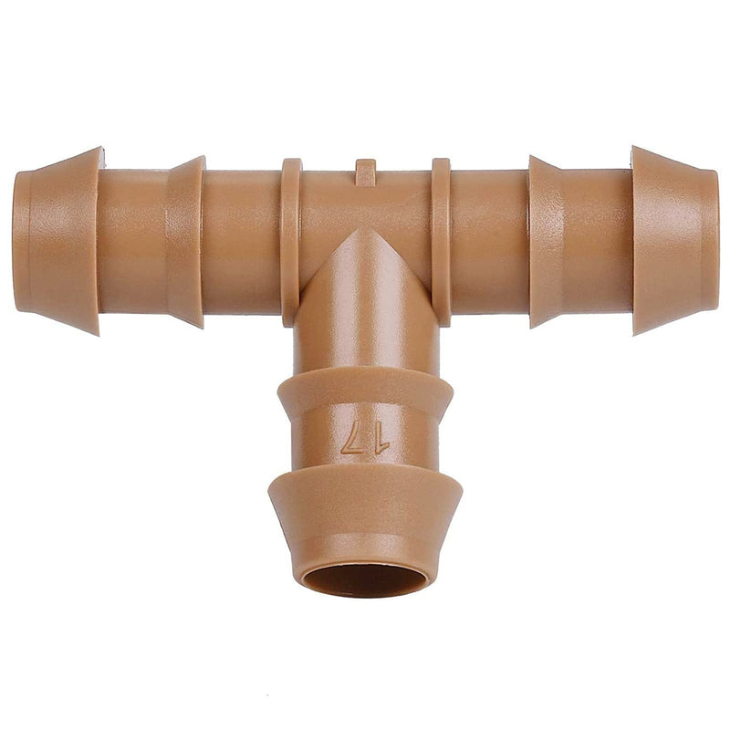 20-Pack Drip Irrigation Barbed Tee Fittings, Fits of 1/2”, 17mm .600” ID Drip Tubing 20P-TEES