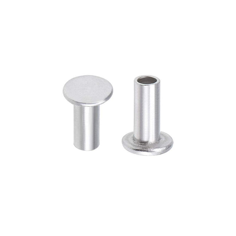uxcell 100 Pcs 3mm x 7mm Aluminum Flat Head Semi-Tubular Rivets Silver Tone M3 x 7mm