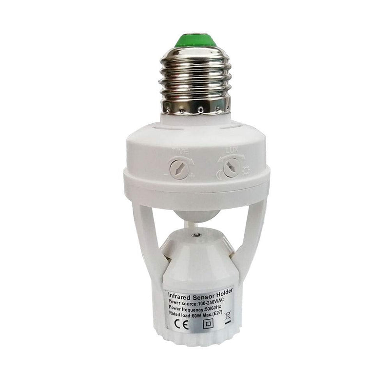PIR Motion Sensor Light Socket,E26/E27 Smart Lamp Bulb Holder Adapter Auto On/Off Light Control Suitable for Garage Basement Porch Storage Room Indoor Use Only