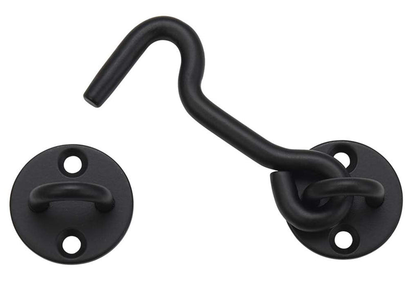 4” Privacy Hook and Eye Gate Latch Easy Lock for Barn Door, Black 1