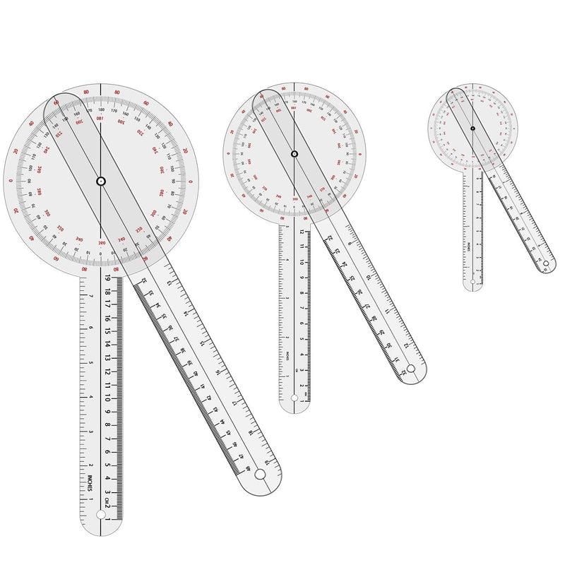 Goniometer Set 2-3 Pieces 12", 8", 6"/ 360 Degree 3 pcs - 12'', 8'', 6''