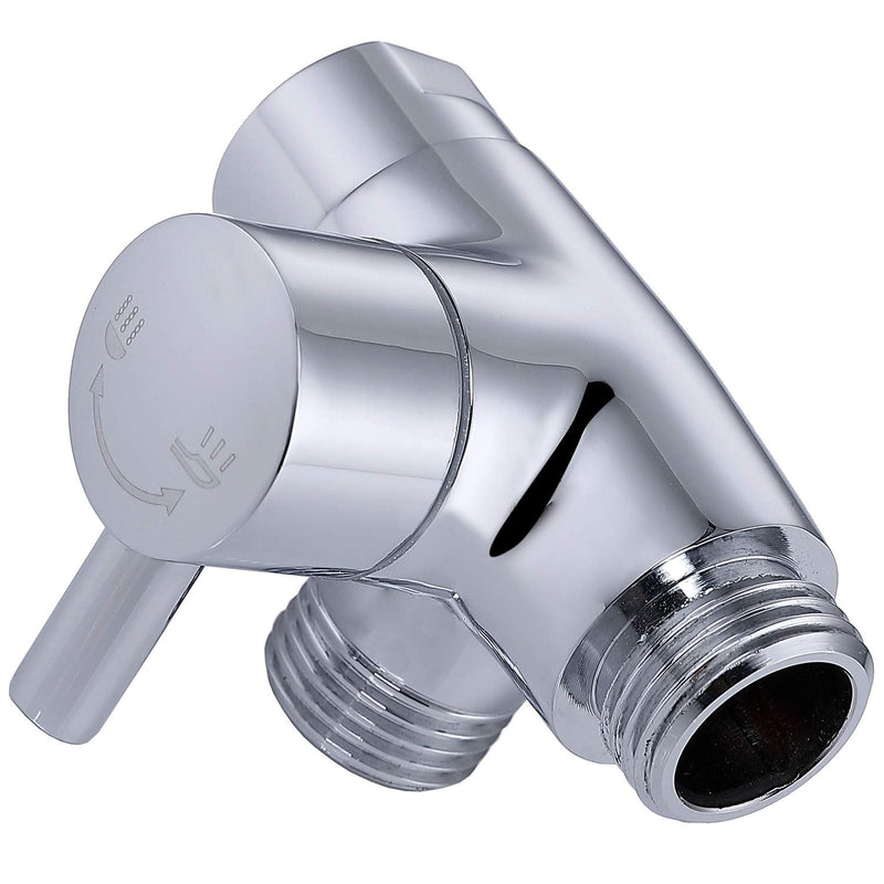 G-Promise Solid Metal Shower Arm Diverter for Hand Held Showerhead and Fixed Spray Head, G 1/2 3-Way Bathroom Universal Diverter System Replacement Part (Chrome) Chrome