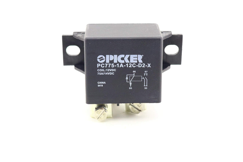 PC775-1A-12C-D2-X | 75 Amp 12 VDC Automotive High Current Power Relay, SPST-NO 12VDC Coil with Double Diode & Bifurcated Contacts | Cross TE V23232-A0001-X003 & Bosch 0332002156