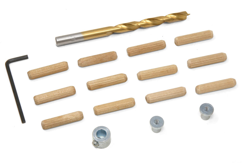 WEN JN014D 1/4-Inch Wooden Doweling Kit with Drill Bit, Stop Collar, and Fluted Birch Wood Dowels