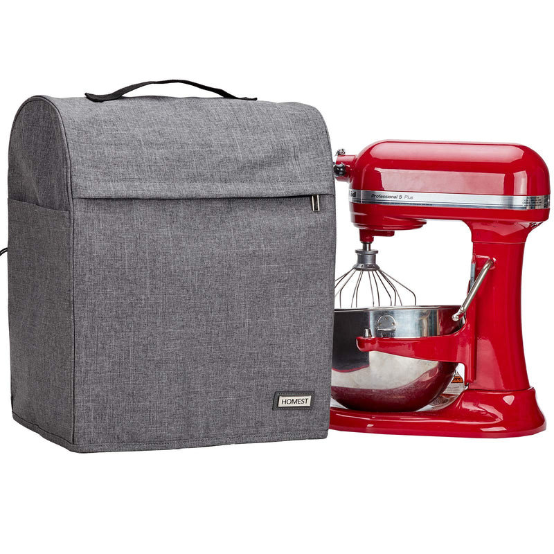 HOMEST Stand Mixer Dust Cover Compatible with KitchenAid 6/7/8 Quart Bowl Lift, Zipper Pocket for Various Kitchen Appliance Accessories, Grey (Patent Design) Fit for 6/7/8 Quart Bowl Lift