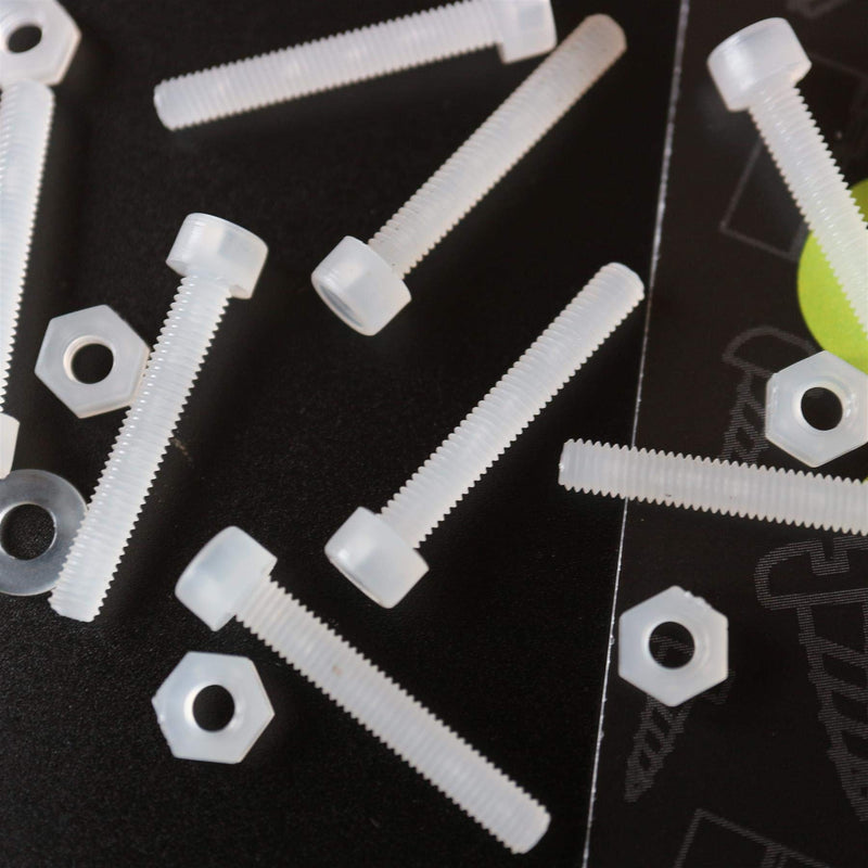 10x PVDF Socket Head Machine Screws M3 x 20 mm, Plastic Nuts, Bolts & Washers (1/8 x 25/32 in)