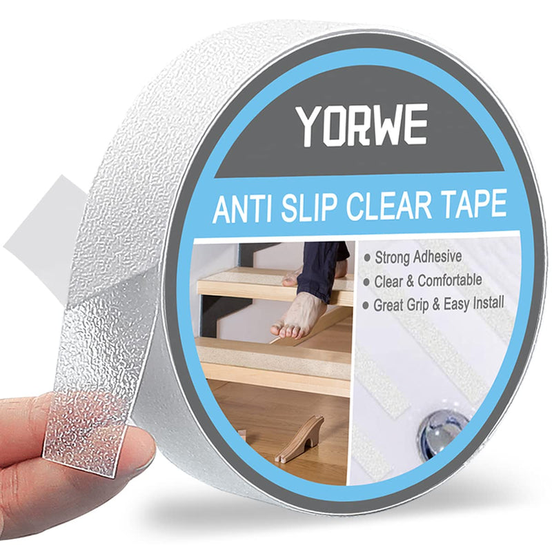 Anti Slip Tape Transparent, More Clear and Comfortable Safety Track Tape (1" Width x 190" Long, Clear) 1" Width x 190" Long