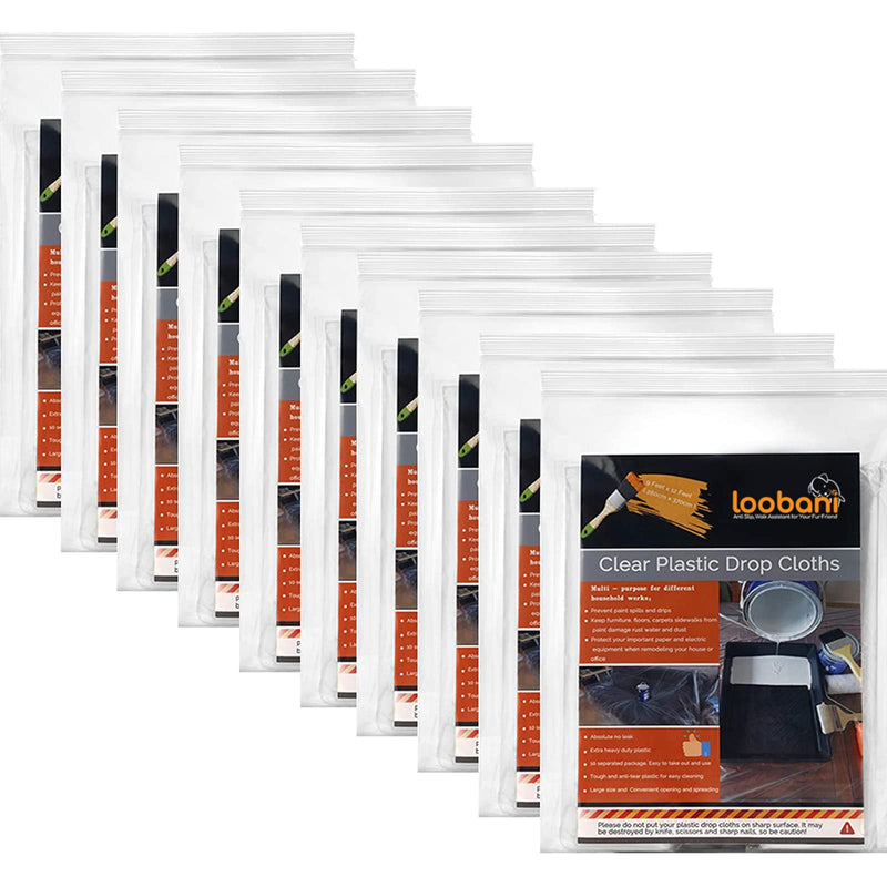 10 Piece Painter Plastic Drop Cloths Sheet,Waterproof Anti-dust Cover,9x12 Feet Disposable Tarp for Painting for Couch/Furniture Cover 10 Sheets Transparent