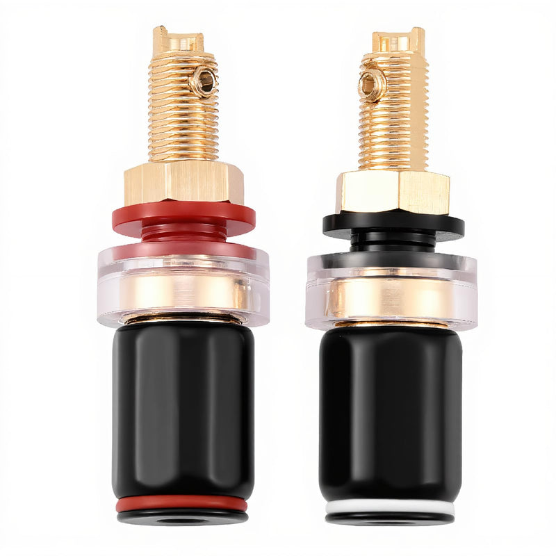 4mm Banana Plug,2 Pcs HiFi Banana Plugs, Welding Copper Terminal for 4mm Banana Socket,Black&Red Banana Jack Binding Post Replacement