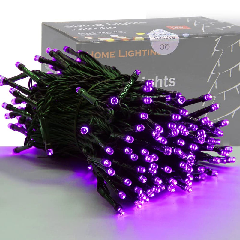 HOME LIGHTING 66ft Halloween Decorative Mini Lights, 200 LED Green Wire Fairy Starry String Lights Plug in, 8 Lighting Modes, for Indoor Outdoor Xmas Tree Wedding Party Decoration (Purple) Purple
