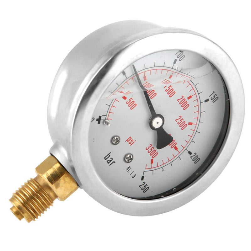 Hydraulic Pressure 0-250Bar 0-3750PSI G1/4 63mm Mini Dial Pressure Meter Double Scale Manometer Instrument for Water Oil Fuel