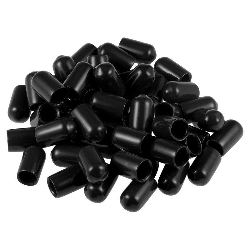 uxcell 50pcs Rubber End Caps 7.5mm ID Vinyl Round Tube Bolt Cap Cover Screw Thread Protectors Black, 0.3 inch