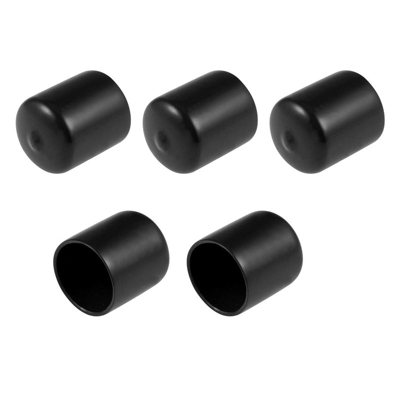 uxcell 5pcs Rubber End Caps 30mm ID Vinyl Round Tube Bolt Cap Cover Screw Thread Protectors Black