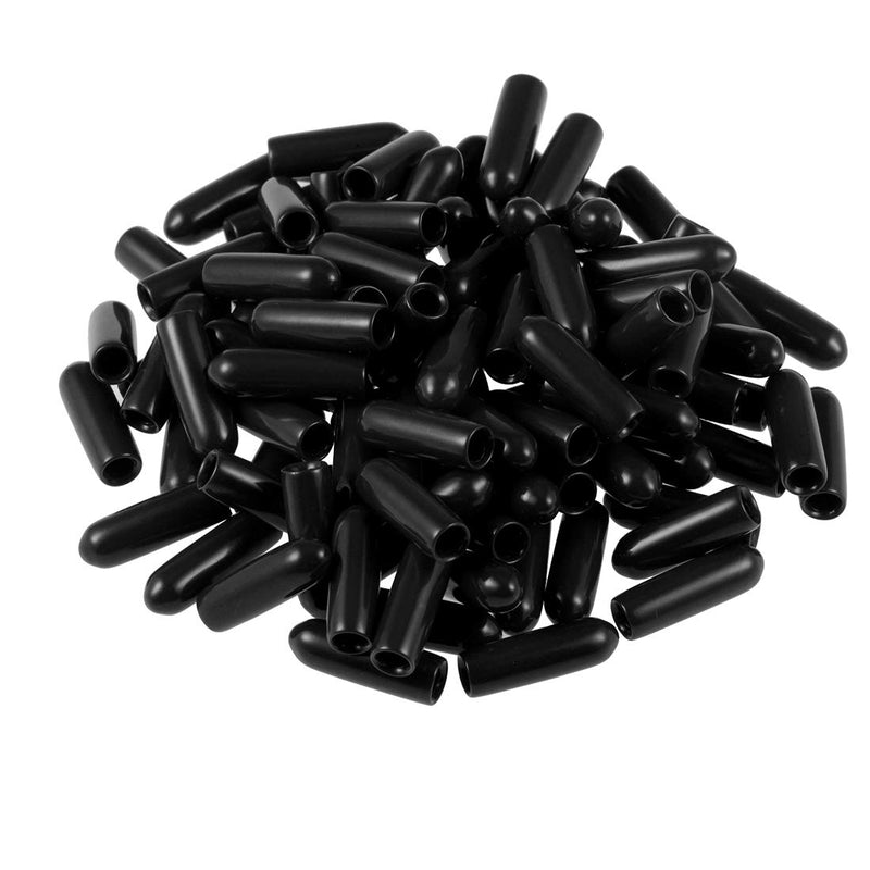 uxcell 100pcs Rubber End Caps 3mm ID Vinyl Round Tube Bolt Cap Cover Screw Thread Protectors Black