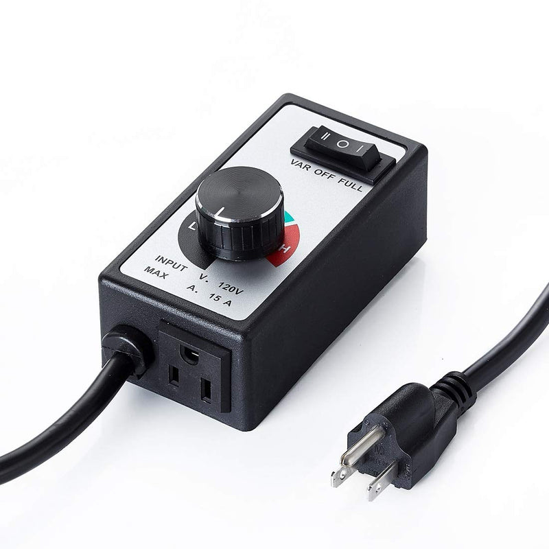 AC Motor Speed Controller 120V 15A Max Electronic Fan Speed Controller Variable Adjuster for Hydroponics Inline Duct Exhaust Ceiling Fans with 6' Long Cord