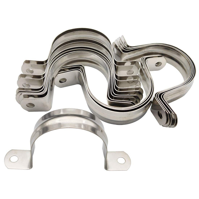 Rigid Pipe Strap M50, 20Pcs Two Hole Strap U Bracket Pipe Clamps-304 Stainless Steel Tension Tube Clip Conduit Clamps, Pipe Fasten Holder for for Conduit and Cables 50mm/0.198" M50 / 1.97inch